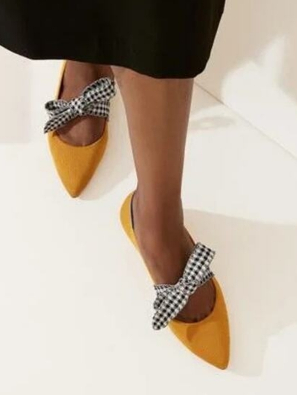 Rothys Golden Gingham Mary Jane Pointed Toe Flat - Picture 2 of 12